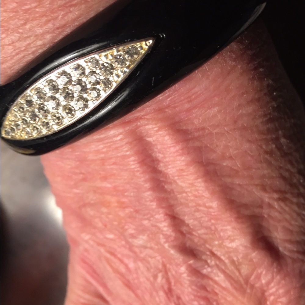 $4 if bundled Black bangle silver jeweled inset